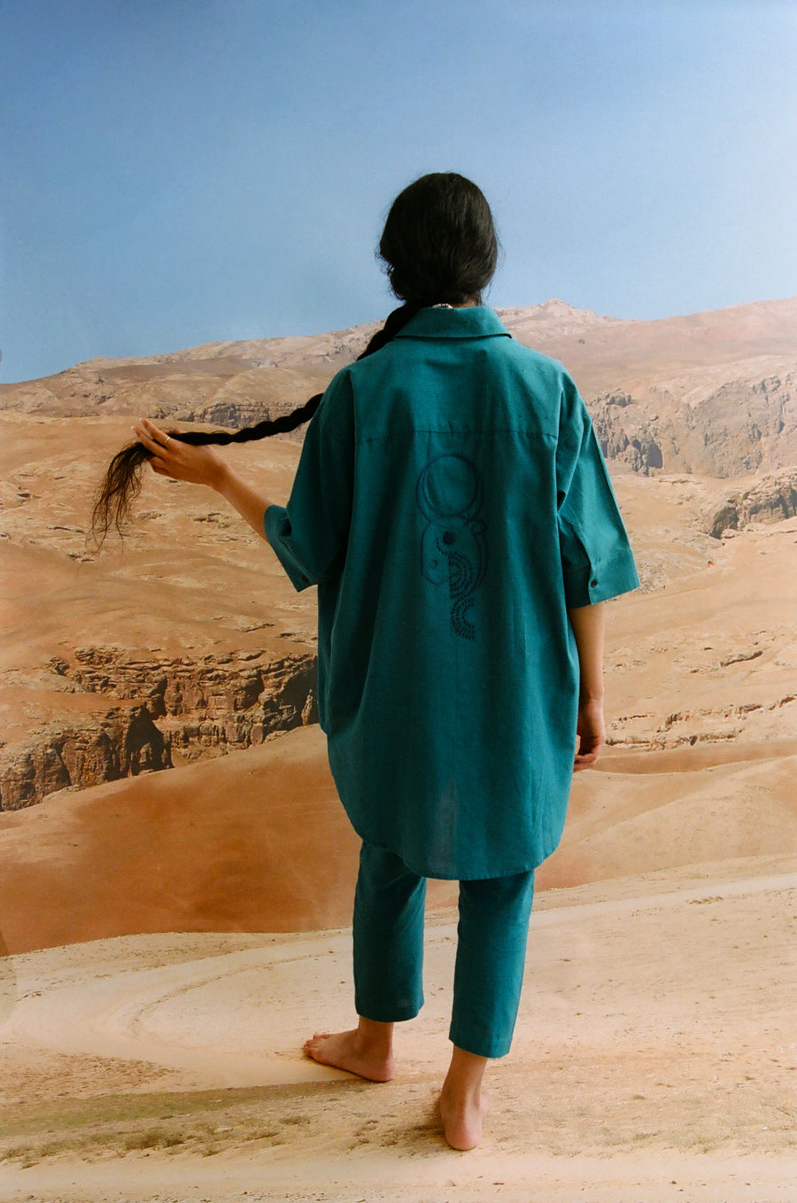 Camisa unisex Hafez I verde azulado